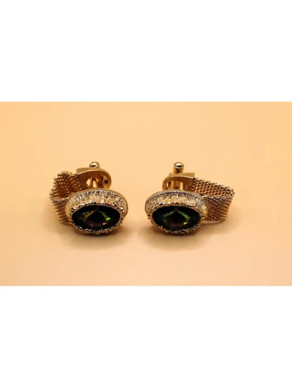 Vintage SWANK Wraparound Rivoli Watermelon Cuff Links